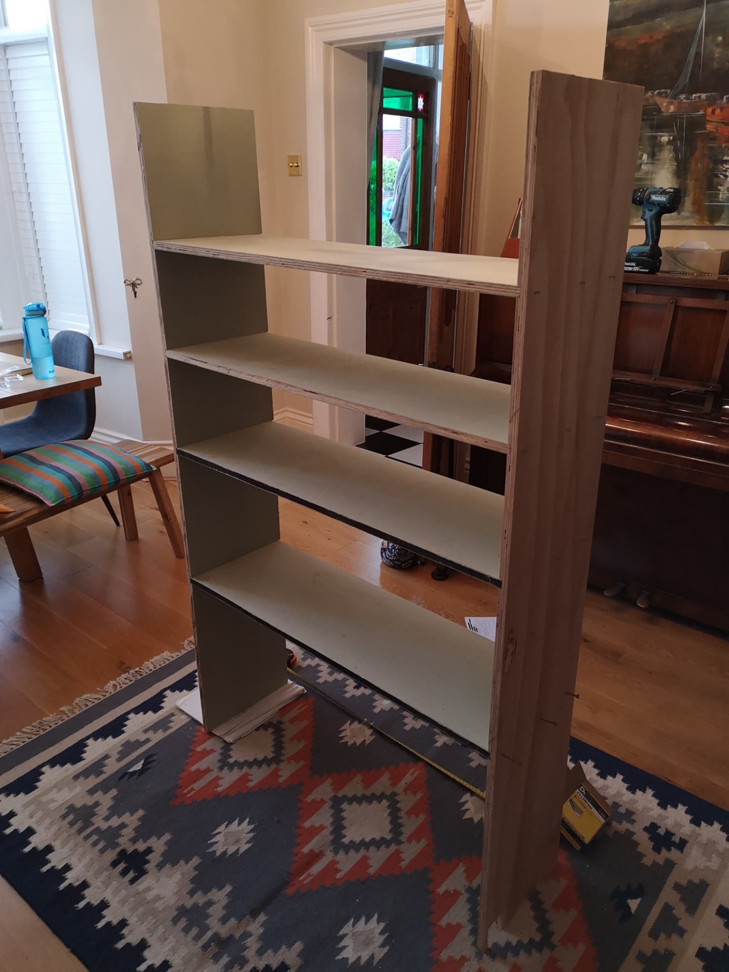 Shelf carcass assembled before fitting